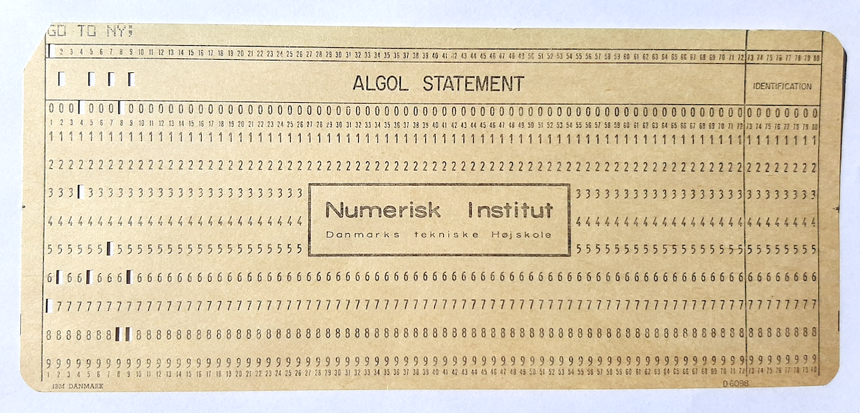 Lochkarte mit ALGOL-Befehlszeile